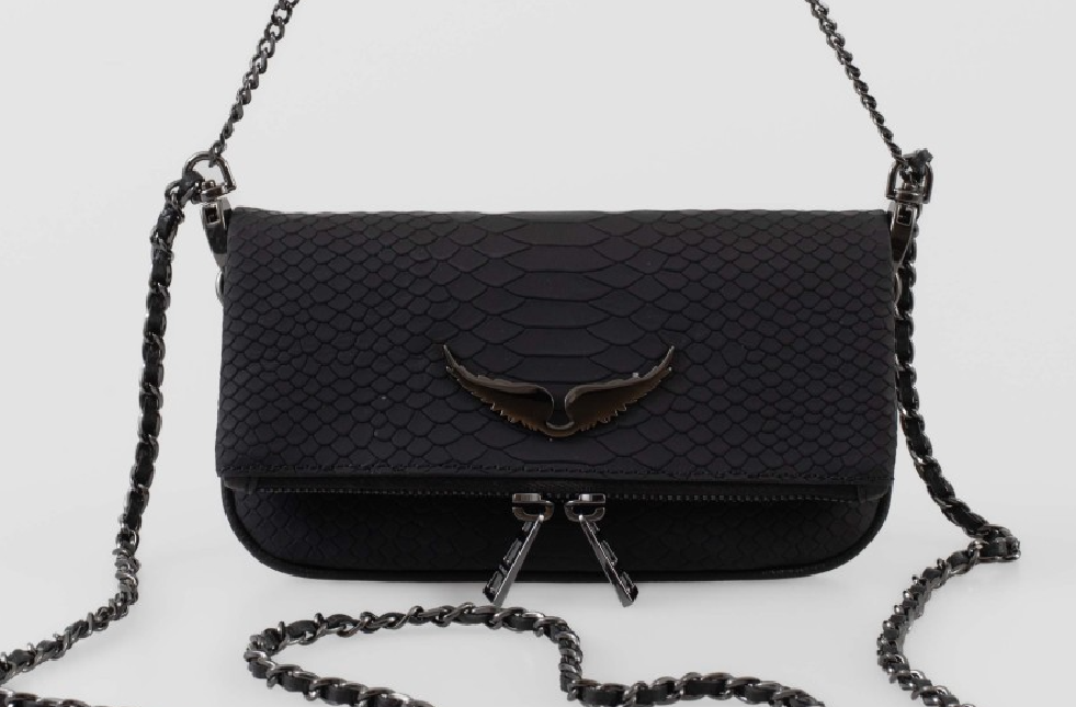 Bolso Rock Soft Savage Zadig&Voltaire negro con textura de serpiente otoño 2025 en MARFRANC