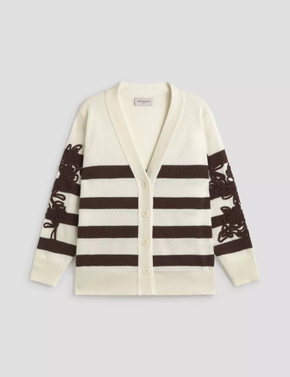 Cardigan bordado floral Ermanno Firenze punto premium otoño 2025 en MARFRANC