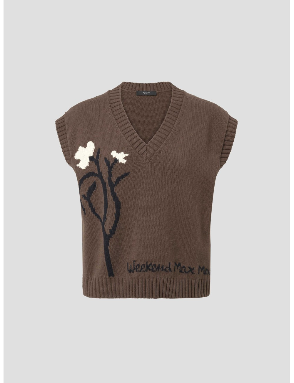 Chaleco de punto marrón Weekend MaxMara Crusca otoño-invierno 2025 en MARFRANC